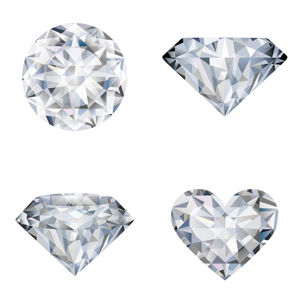 Set of diamonds realistic illustration