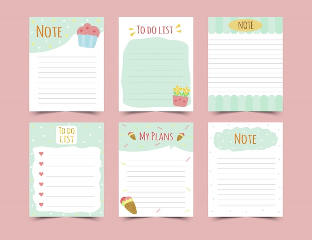 set of diary planners and to do lists.planners, check lists. isolated.  illustration.