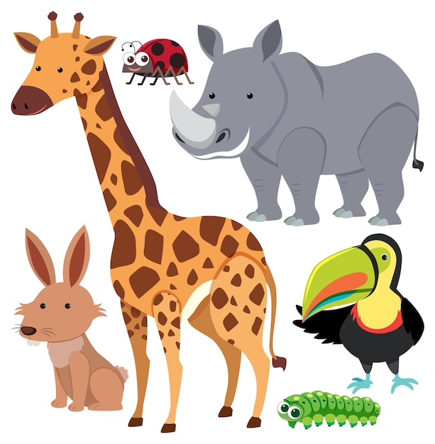 Vector set dieren cartoon eenvoudige stijl