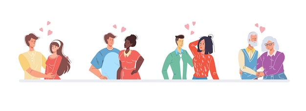 愛する人々の異なる年齢の人種のセット