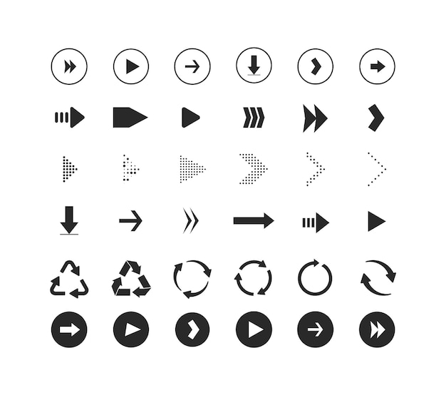 Set of different arrows pictograms