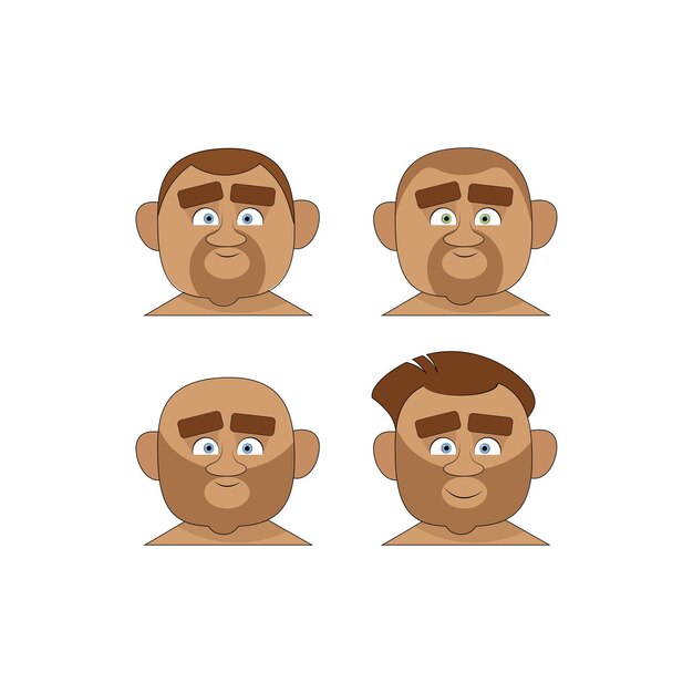 Vector set of different avatars of overweight men