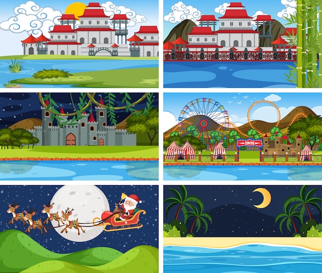 Set of different background scenes