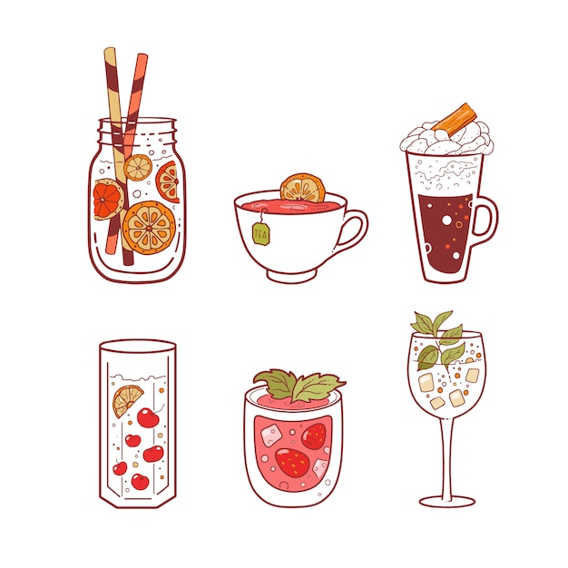 Vector set of different beverages