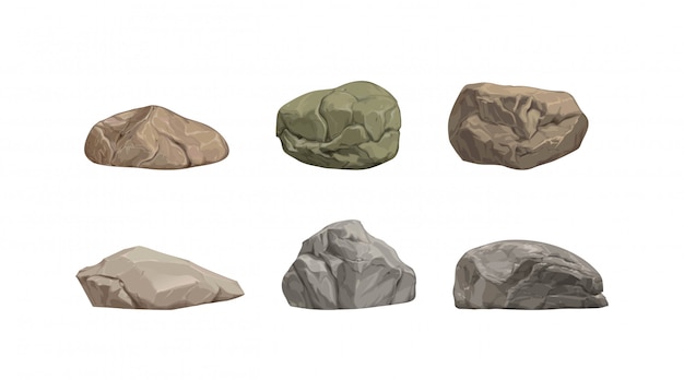 Set of different big cartoon stones.