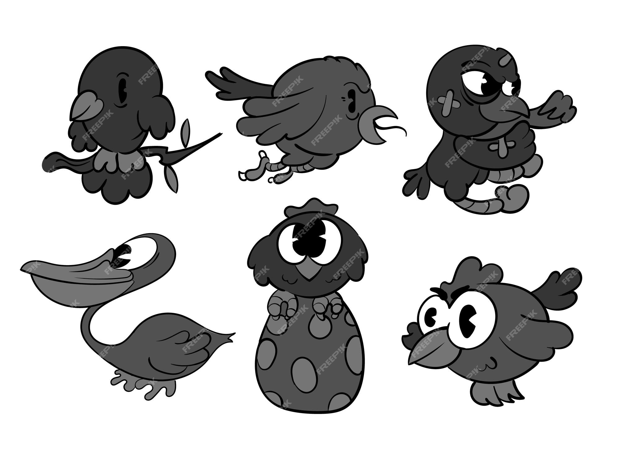 Premium Vector | A set of different birds vintage toons funny character vector illustration trendy classic retro cartoon style 30s Premium Vector | A set of different birds vintage toons funny character vector illustration trendy classic retro cartoon style 30s