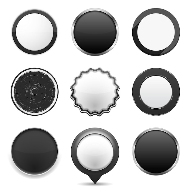 Set of different black buttons on white background web elements collection vector eps10 illustration