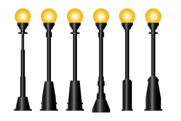 Premium Vector | Set of different black realistic street light vector ...