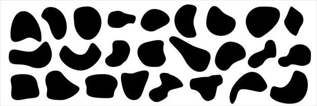 さまざまなブロッチ形状のセット ランダムな抽象的な液体形状の丸い抽象的な有機要素