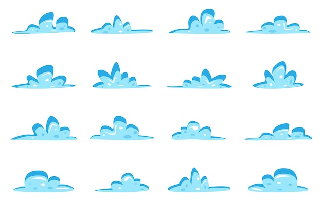 set different blue clouds vector cartoon