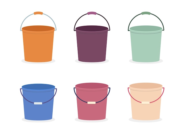 Set of different buckets.