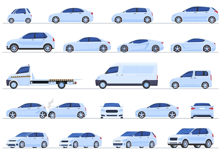 Vector 다른 자동차, 세단, 해치백, suv, 스테이션 왜건, 스포츠카, 슈퍼카,