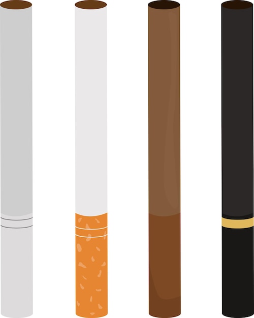 Vector set of different cigarettes color vector illustration