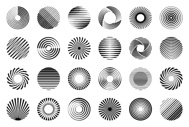 Set of different circles Abstract design elements Round vector geometric shapes