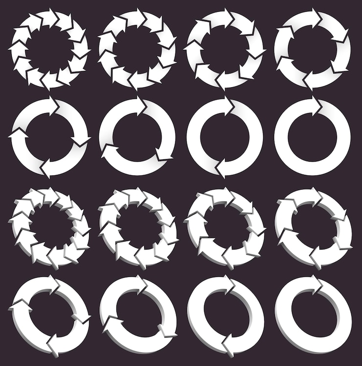 Vector set of (different) circular arrows icons