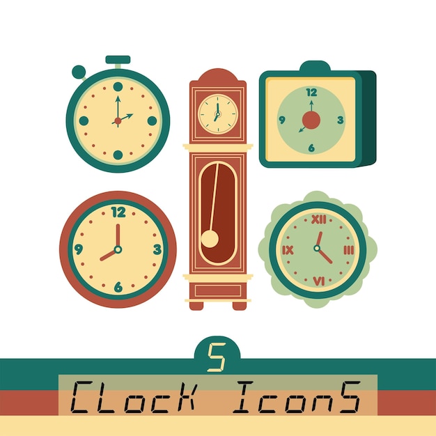 Vector set of different clock icons vector illustration