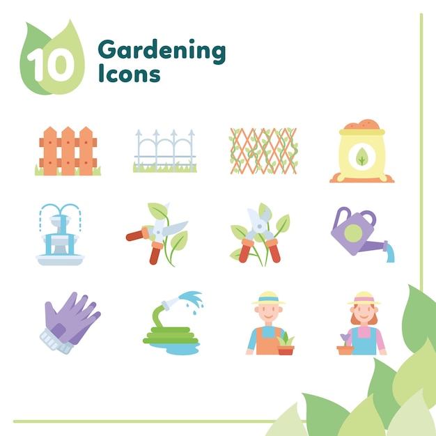 Set of different colored gardening icons Vector