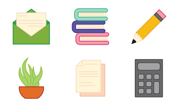 Set of different colored office supplies icons Vector