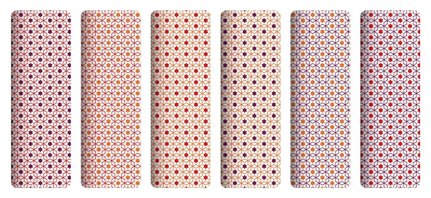 A set of different colored paper with a pattern of circles.