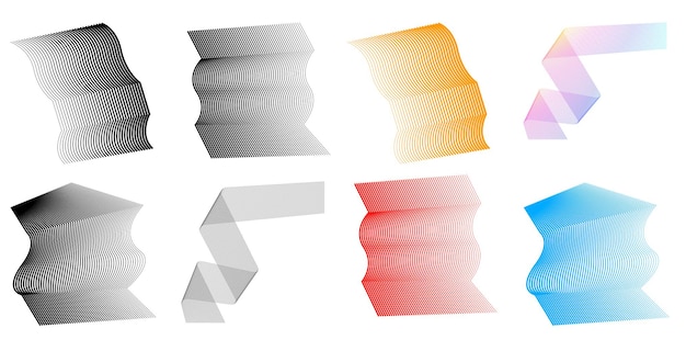 A set of different colored ribbons on a white background