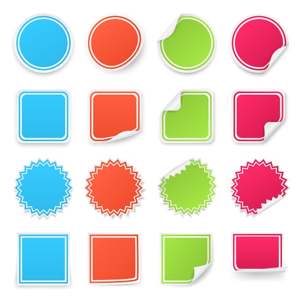 Vector set of different colorful stickers.