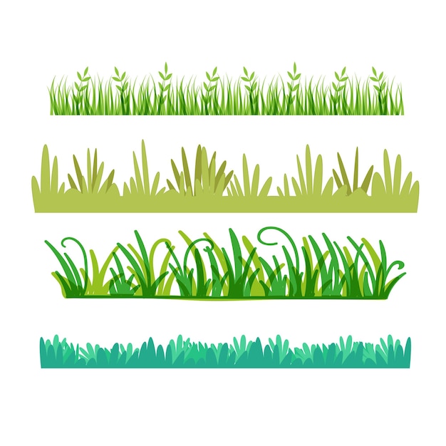 a set of different designs of grass and plants
