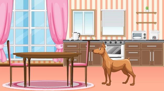 set of different domestic animals in kitchen