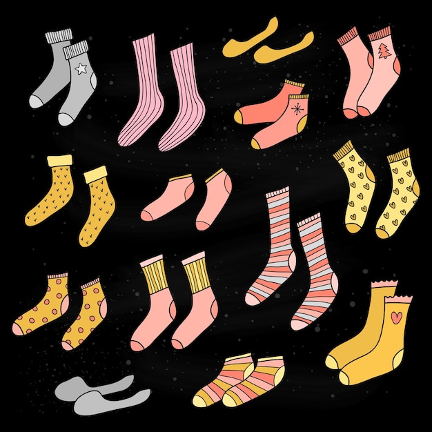 Set of different doodle socks