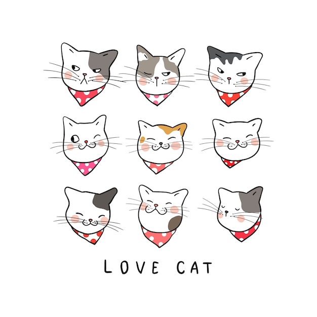 Set different emotion face of cat