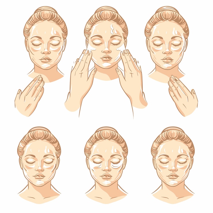 Vector a set of different facial expressions for a woman