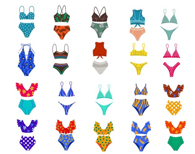 A set of different famele swimsuits Beachwear