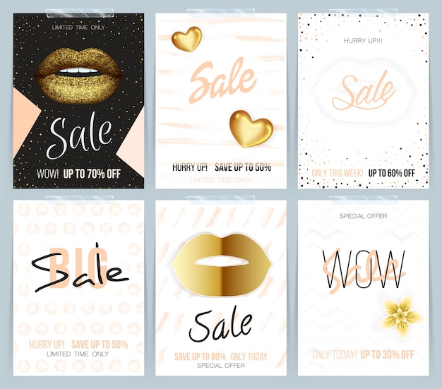 Set of different fashion sale card