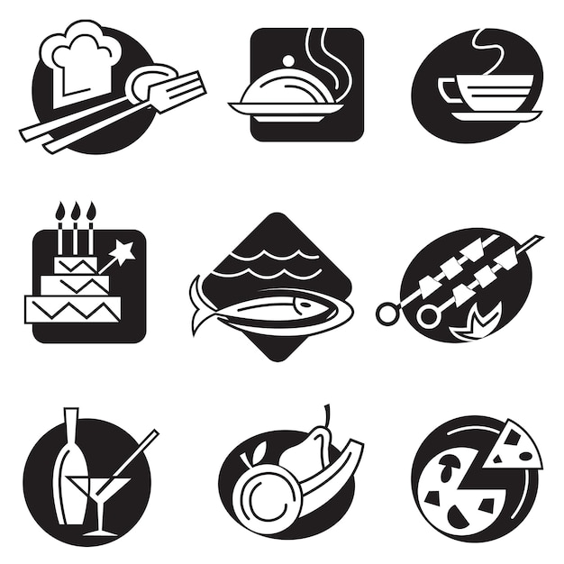 set of different food icons