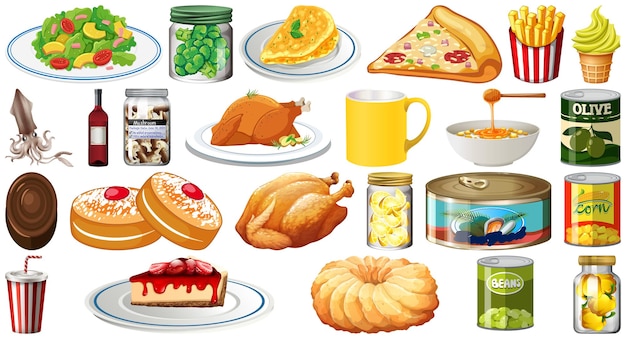 Set of different foods