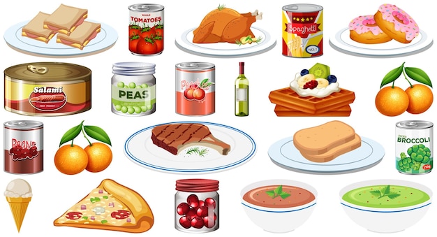 Vector set of different foods