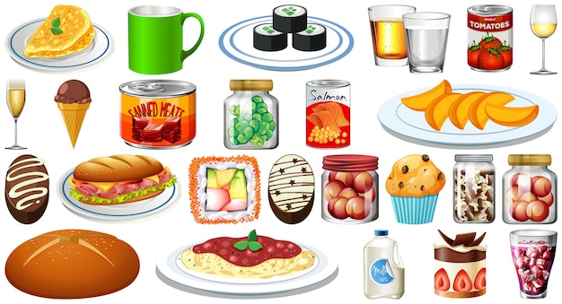 Vector set of different foods