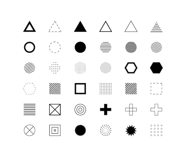 Set of different geometric shapes design symbols and elements