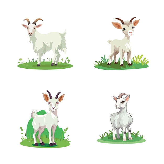 Vector set of different goats vector illustration