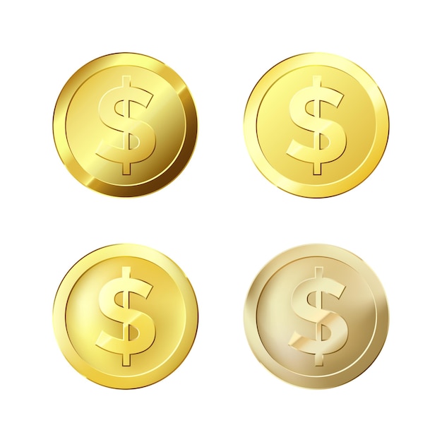 Vector set of different gold coins.