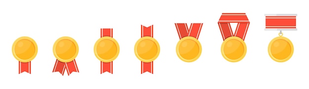 A set of different gold medals Vector