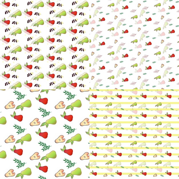 Set of different guava patterns seamless