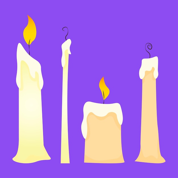 Vector set of different halloween candles