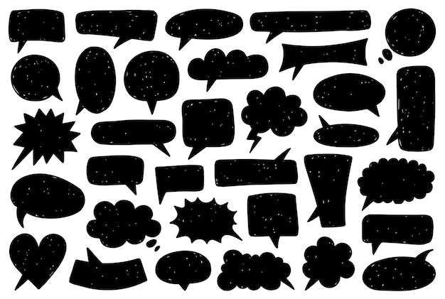 Set of different hand drawn speech bubbles Vector design elements digital art abstract shapes eleme