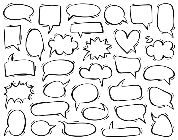 Set of different hand drawn speech bubbles Vector design elements