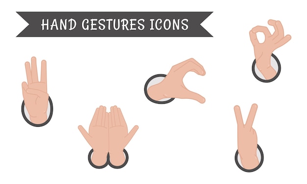 Set of different hand gesture icons Vector