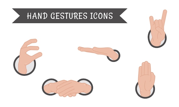 Vector set of different hand gesture icons vector