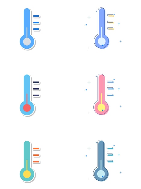 Un set di icone diverse per un indicatore di temperatura.
