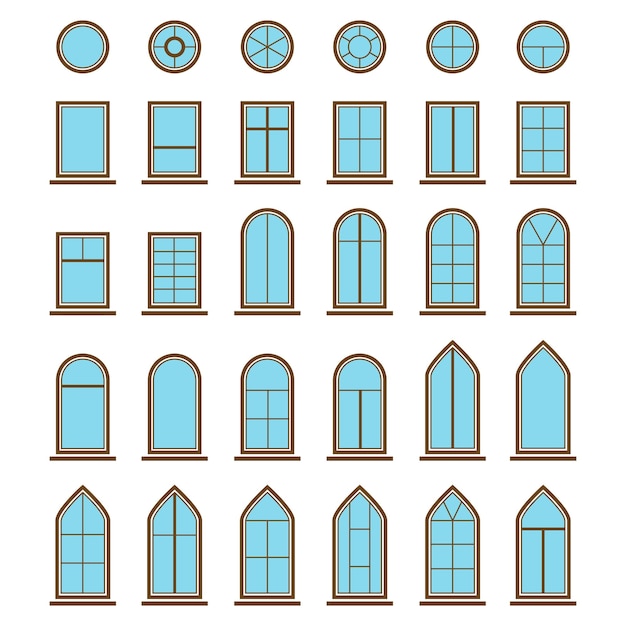 Set of different icons window and windowpane