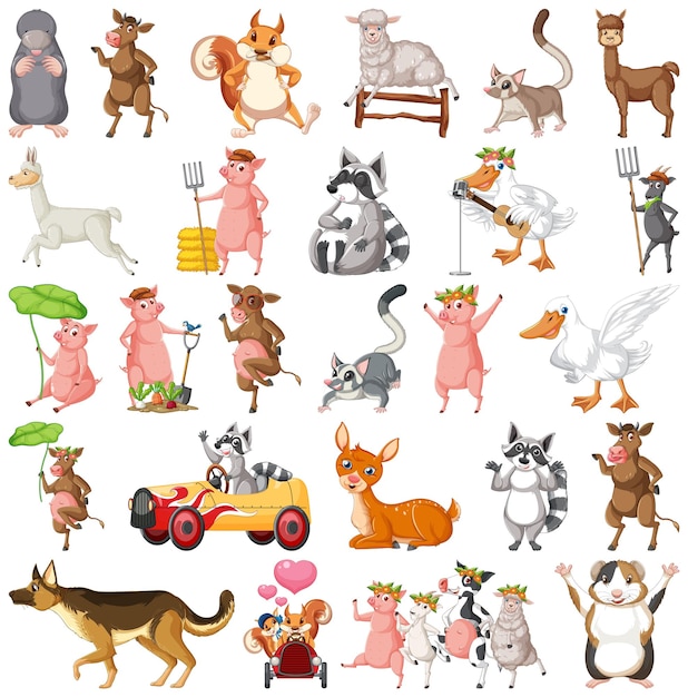 Set of different kids of animals