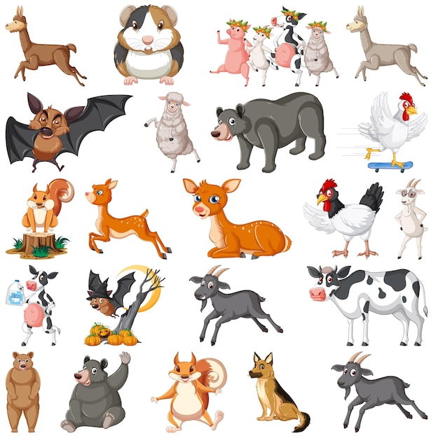 Set of different kids of animals